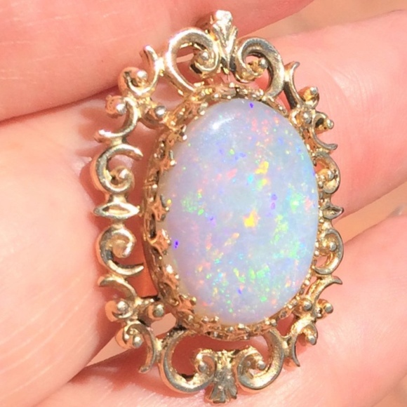 14k doublet opal pendant - Picture 7 of 8